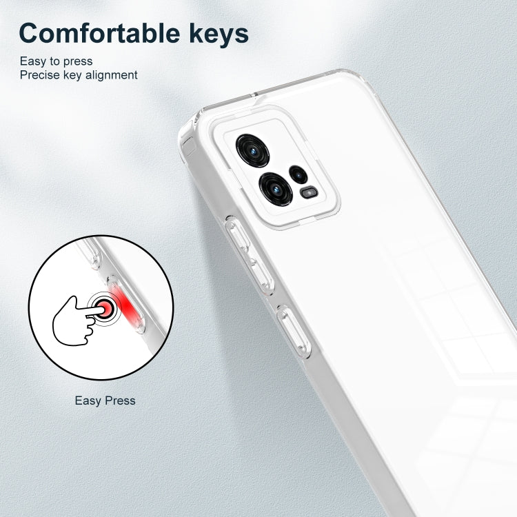 For Motorola Moto G72 5G 3 in 1 Clear TPU Color PC Frame Phone Case