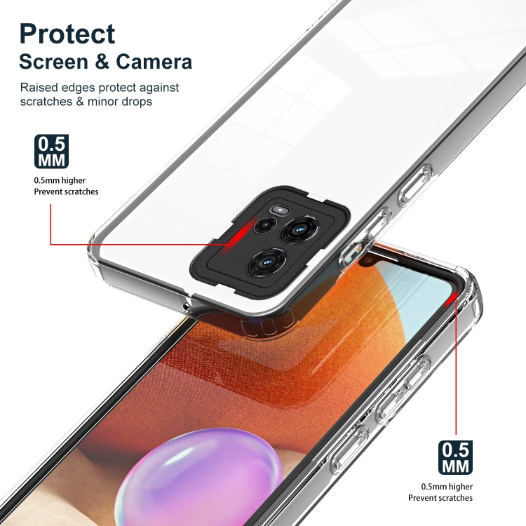 For Motorola Moto G72 5G 3 in 1 Clear TPU Color PC Frame Phone Case