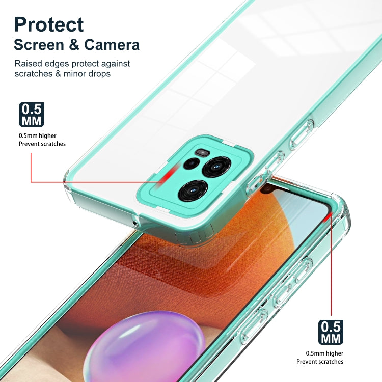 For Motorola Moto G72 5G 3 in 1 Clear TPU Color PC Frame Phone Case
