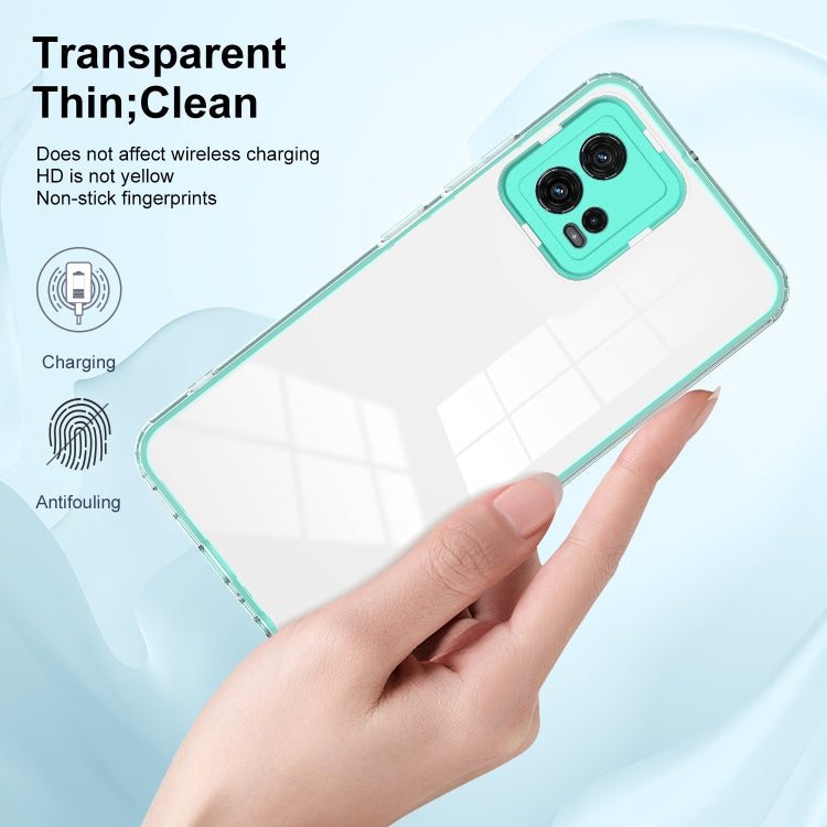 For Motorola Moto G72 5G 3 in 1 Clear TPU Color PC Frame Phone Case