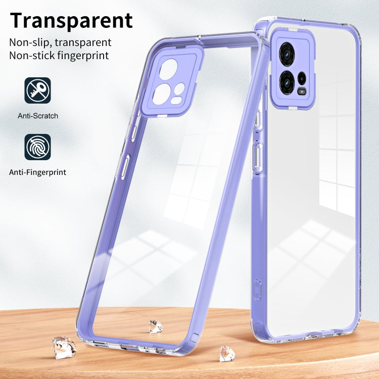 For Motorola Moto G72 5G 3 in 1 Clear TPU Color PC Frame Phone Case