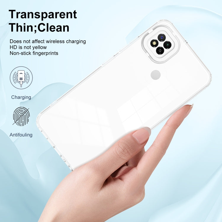 For Xiaomi Redmi 9C / Redmi 10A 3 in 1 Clear TPU Color PC Frame Phone Case