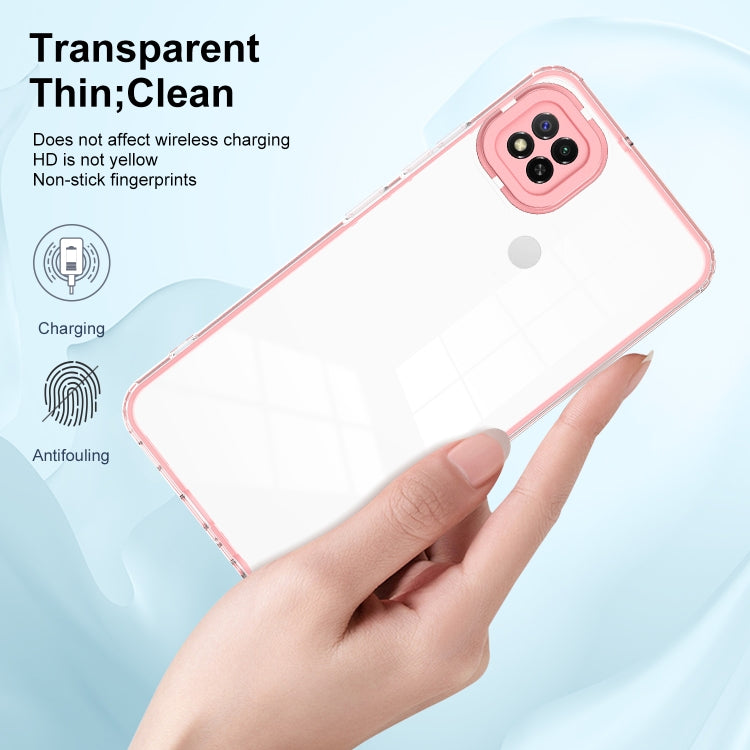 For Xiaomi Redmi 9C / Redmi 10A 3 in 1 Clear TPU Color PC Frame Phone Case