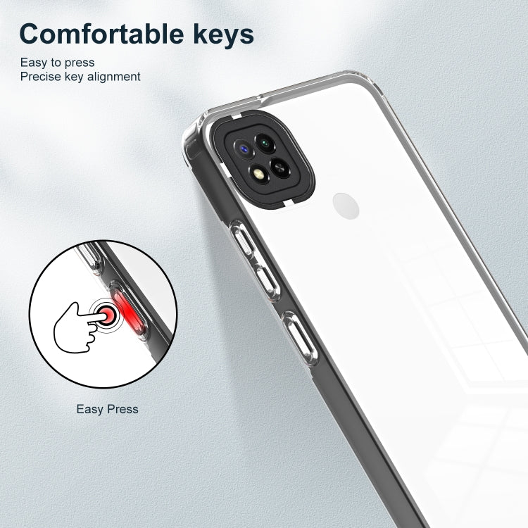 For Xiaomi Redmi 9C / Redmi 10A 3 in 1 Clear TPU Color PC Frame Phone Case