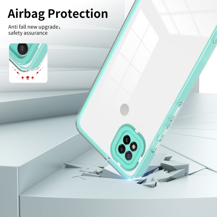 For Xiaomi Redmi 9C / Redmi 10A 3 in 1 Clear TPU Color PC Frame Phone Case