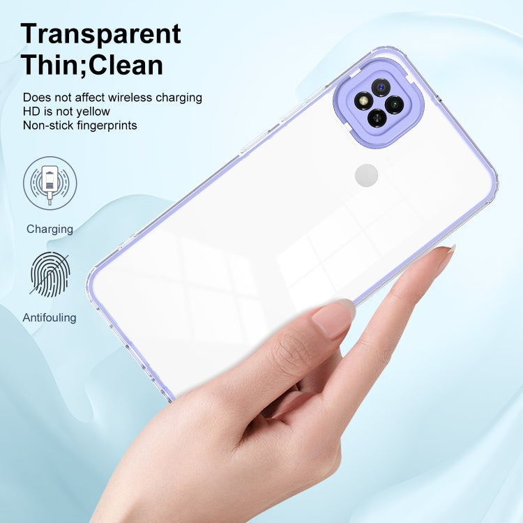 For Xiaomi Redmi 9C / Redmi 10A 3 in 1 Clear TPU Color PC Frame Phone Case