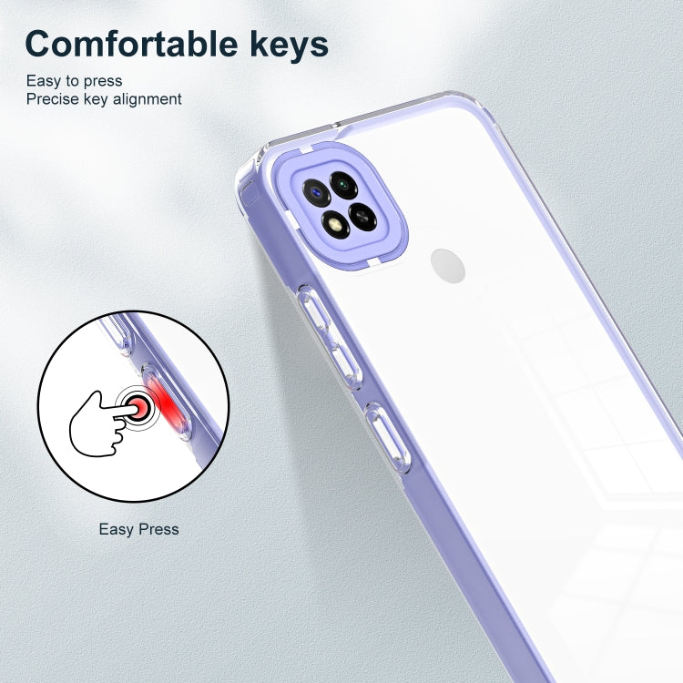 For Xiaomi Redmi 9C / Redmi 10A 3 in 1 Clear TPU Color PC Frame Phone Case