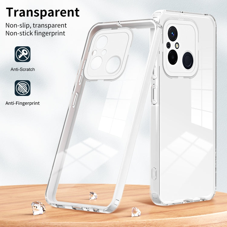 For Xiaomi Redmi 12C 3 in 1 Clear TPU Color PC Frame Phone Case