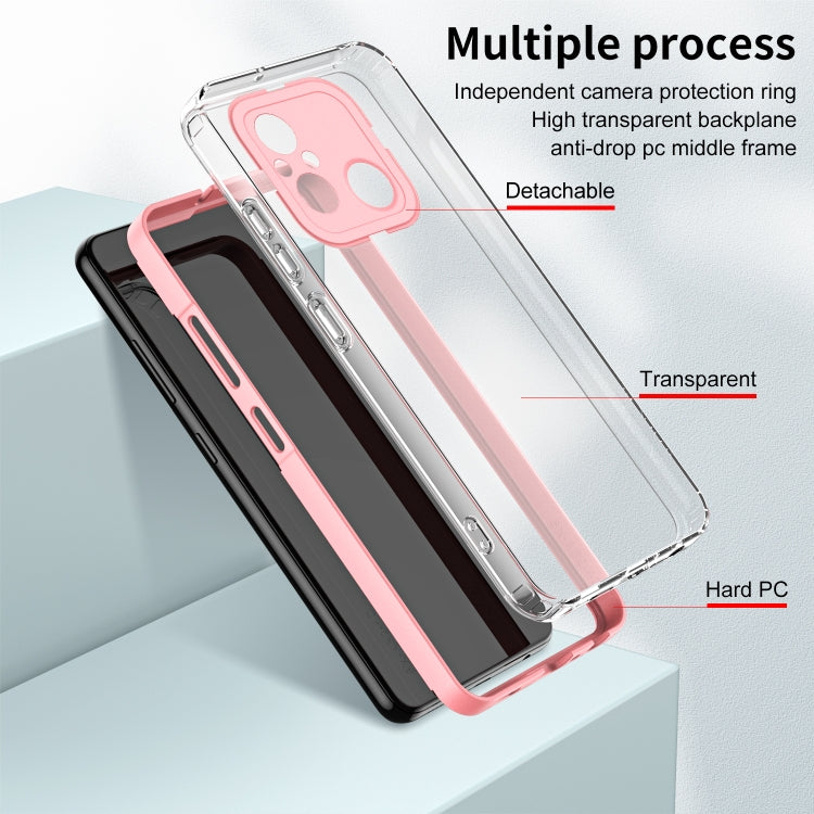 For Xiaomi Redmi 12C 3 in 1 Clear TPU Color PC Frame Phone Case