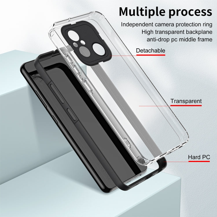 For Xiaomi Redmi 12C 3 in 1 Clear TPU Color PC Frame Phone Case