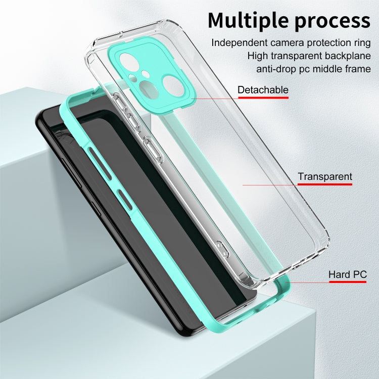 For Xiaomi Redmi 12C 3 in 1 Clear TPU Color PC Frame Phone Case