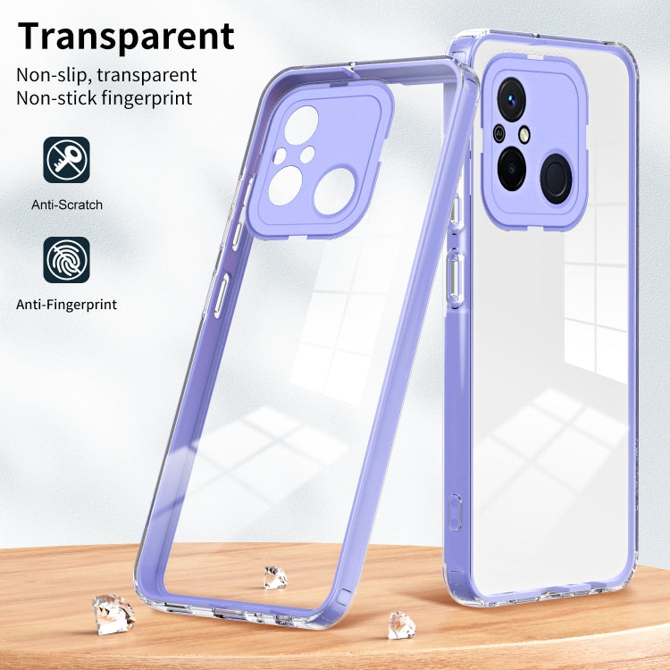 For Xiaomi Redmi 12C 3 in 1 Clear TPU Color PC Frame Phone Case