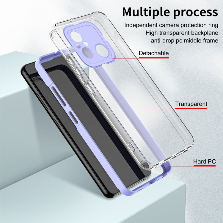 For Xiaomi Redmi 12C 3 in 1 Clear TPU Color PC Frame Phone Case