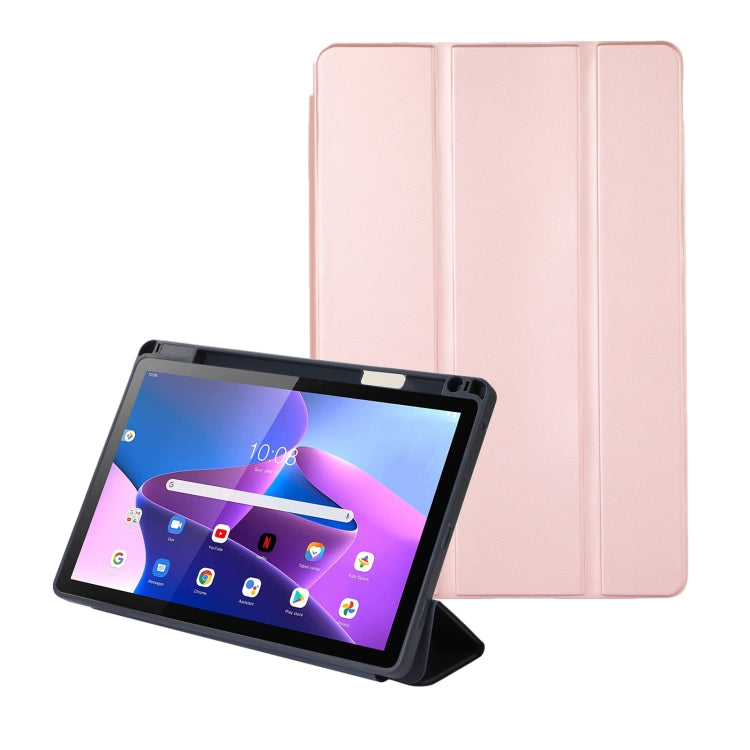 For Lenovo Tab M10 Plus 10.6 3rd Gen 2022 Solid Color 3-folding Leather Tablet Case