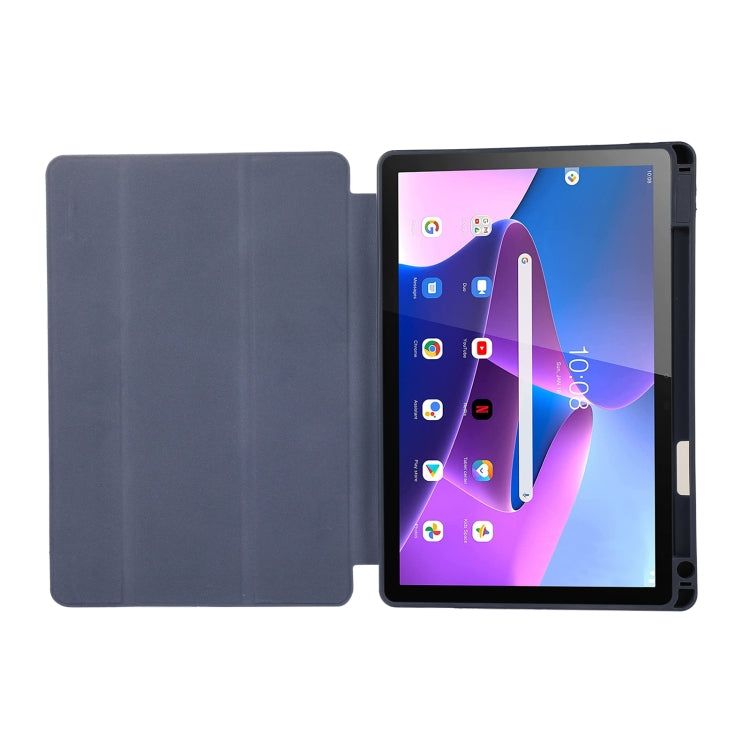 For Lenovo Tab M10 Plus 10.6 3rd Gen 2022 Solid Color 3-folding Leather Tablet Case
