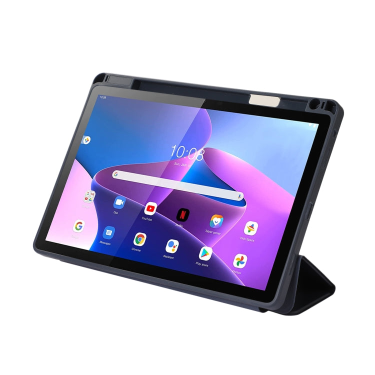 For Lenovo Tab M10 Plus 10.6 3rd Gen 2022 Solid Color 3-folding Leather Tablet Case