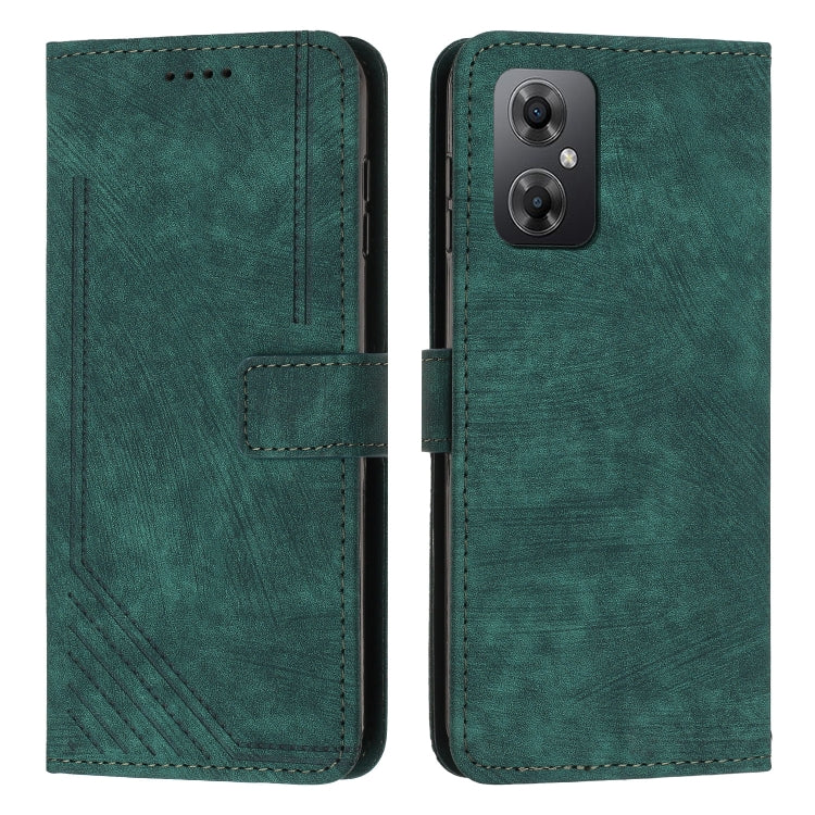 For Xiaomi Poco M4 5G / Poco M5 4G Skin Feel Stripe Pattern Leather Phone Case with Lanyard