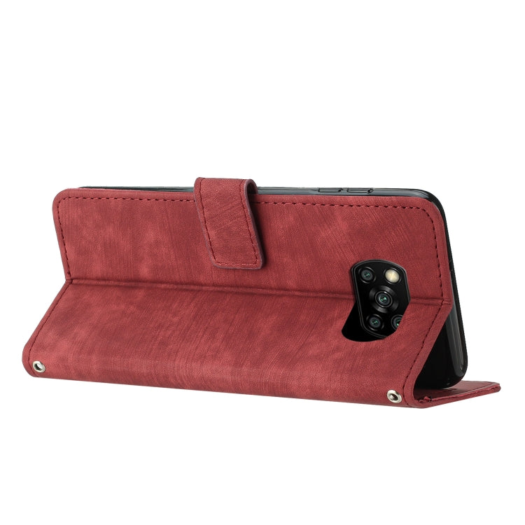 For Xiaomi Poco X3 / X3 Pro / X3 NFC Skin Feel Stripe Pattern Leather Phone Case with Lanyard