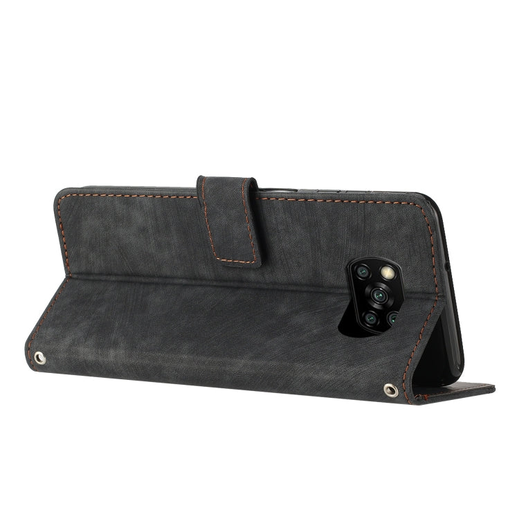 For Xiaomi Poco X3 / X3 Pro / X3 NFC Skin Feel Stripe Pattern Leather Phone Case with Lanyard