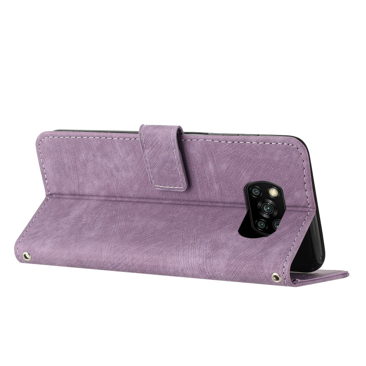 For Xiaomi Poco X3 / X3 Pro / X3 NFC Skin Feel Stripe Pattern Leather Phone Case with Lanyard