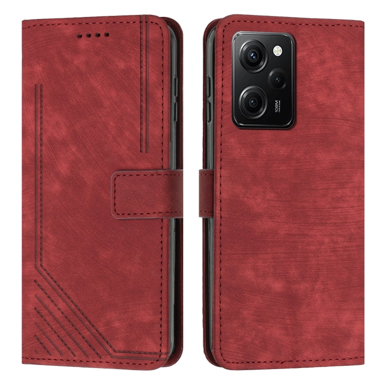 For Xiaomi Redmi Note 12 Pro Speed Skin Feel Stripe Pattern Leather Phone Case with Lanyard