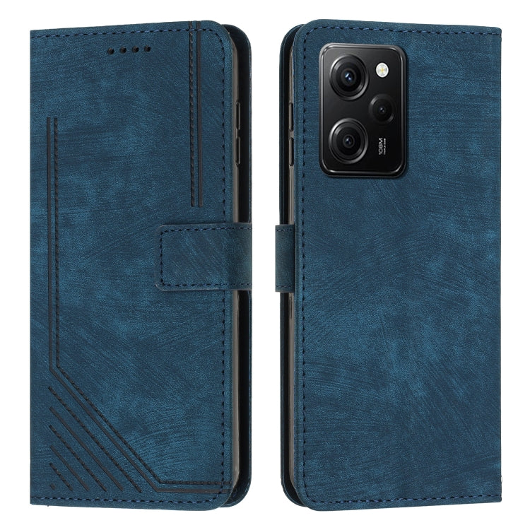 For Xiaomi Redmi Note 12 Pro Speed Skin Feel Stripe Pattern Leather Phone Case with Lanyard