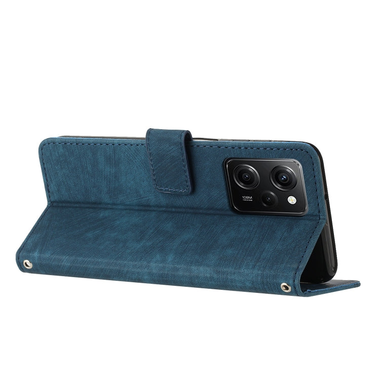 For Xiaomi Redmi Note 12 Pro Speed Skin Feel Stripe Pattern Leather Phone Case with Lanyard