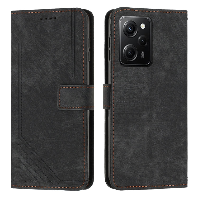 For Xiaomi Redmi Note 12 Pro Speed Skin Feel Stripe Pattern Leather Phone Case with Lanyard