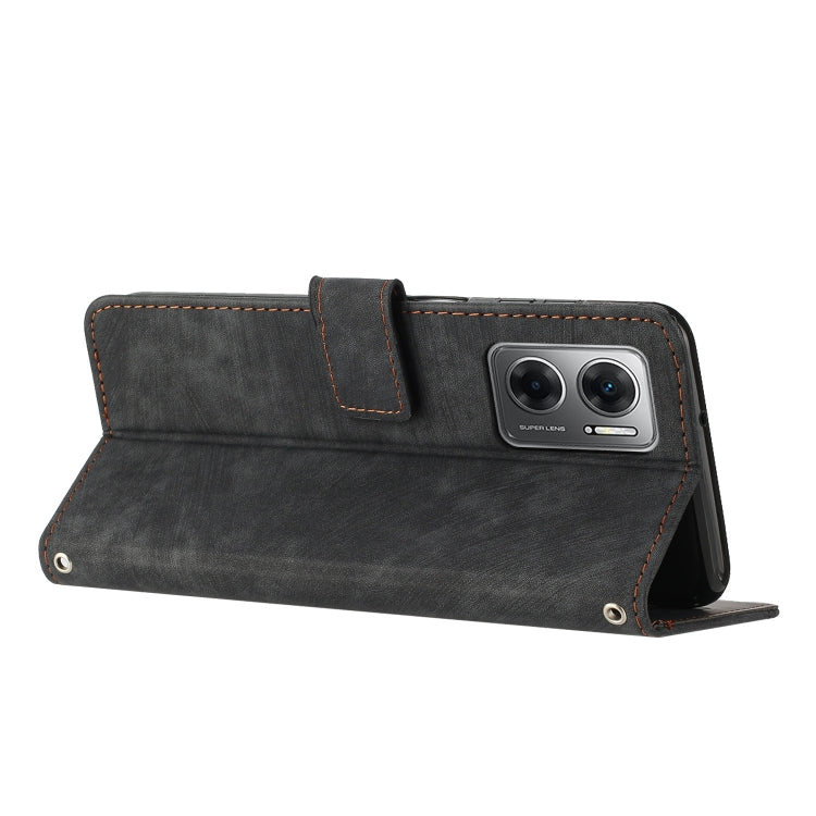 Skin Feel Stripe Pattern Leather Phone Case with Lanyard for Xiaomi Redmi Note 11E / Redmi 10 5G 2022 / Redmi 10 Prime+ 5G India / Poco M4 5G