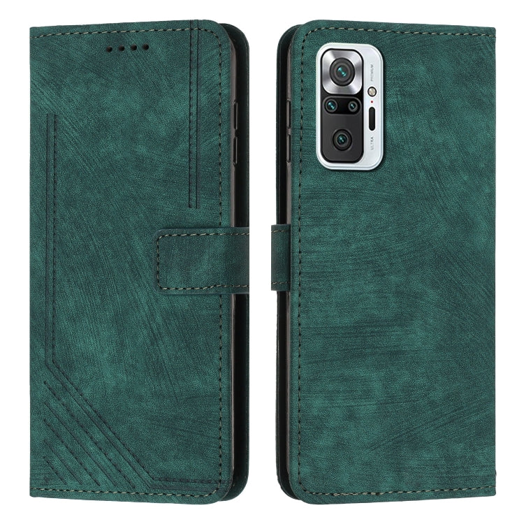 For Xiaomi Redmi Note 10 Pro / 10 Pro Max Skin Feel Stripe Pattern Leather Phone Case with Lanyard