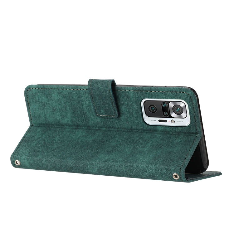 For Xiaomi Redmi Note 10 Pro / 10 Pro Max Skin Feel Stripe Pattern Leather Phone Case with Lanyard