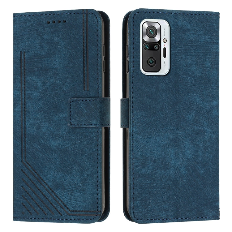For Xiaomi Redmi Note 10 Pro / 10 Pro Max Skin Feel Stripe Pattern Leather Phone Case with Lanyard