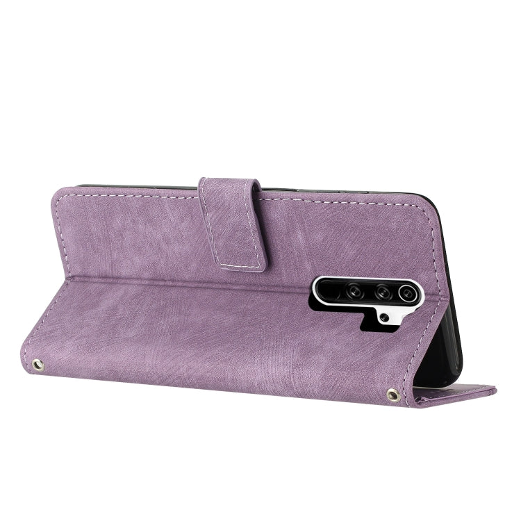 For Xiaomi Redmi Note 8 Pro Skin Feel Stripe Pattern Leather Phone Case with Lanyard