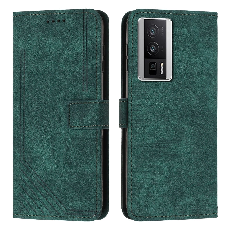 For Xiaomi Redmi K60 / K60 Pro Skin Feel Stripe Pattern Leather Phone Case with Lanyard
