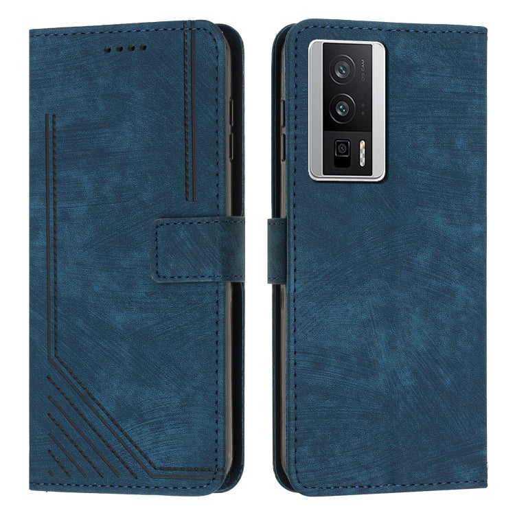 For Xiaomi Redmi K60 / K60 Pro Skin Feel Stripe Pattern Leather Phone Case with Lanyard