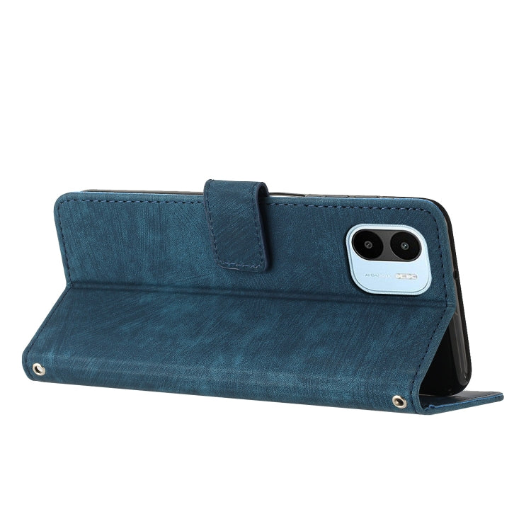 For Xiaomi Redmi A1 Skin Feel Stripe Pattern Leather Phone Case with Lanyard