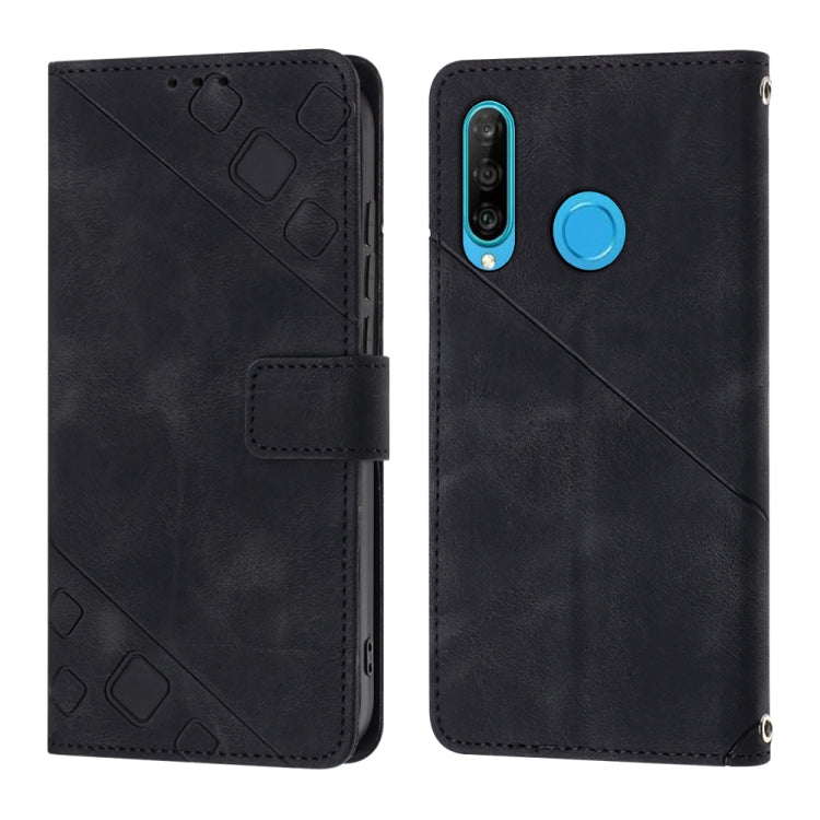 For Huawei P30 lite Skin-feel Embossed Leather Phone Case