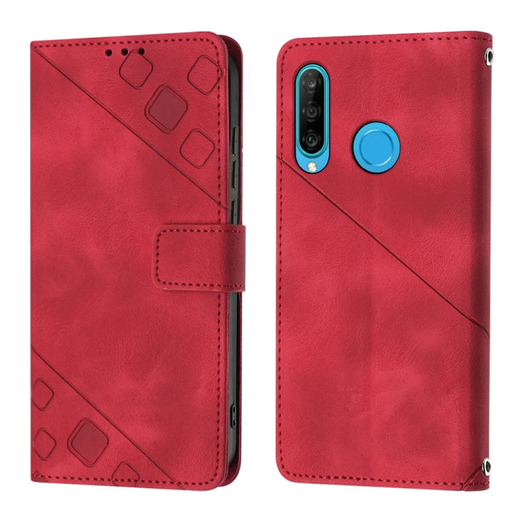 For Huawei P30 lite Skin-feel Embossed Leather Phone Case