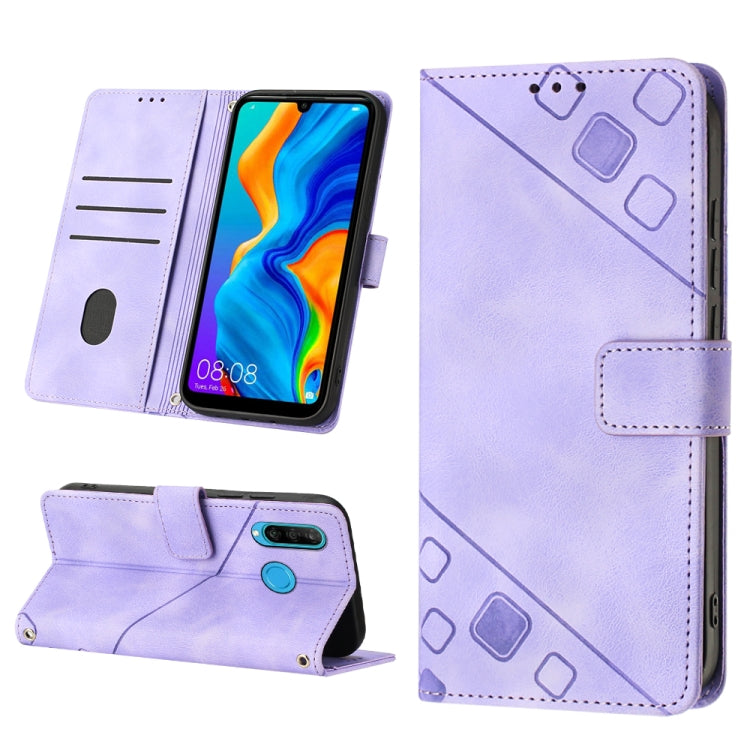 For Huawei P30 lite Skin-feel Embossed Leather Phone Case