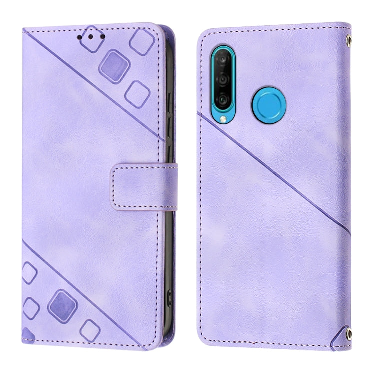 For Huawei P30 lite Skin-feel Embossed Leather Phone Case