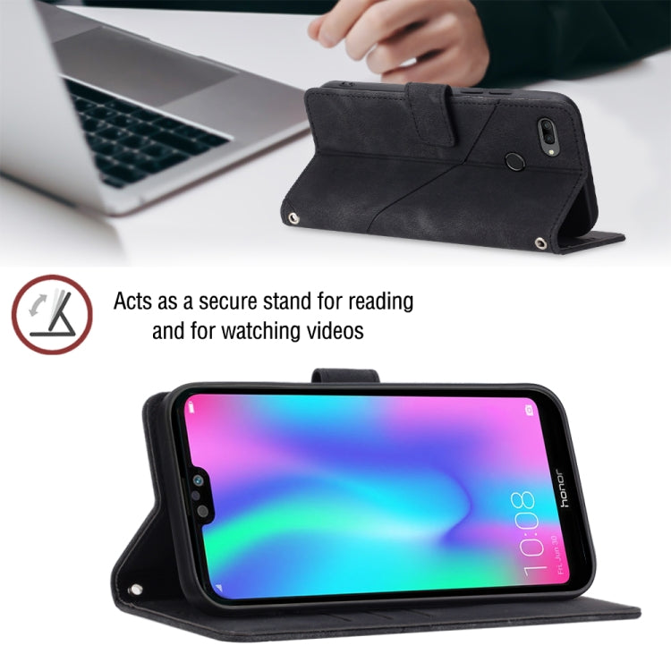 For Huawei Enjoy 7S/Honor 9 Lite/Honor 9i Skin-feel Embossed Leather Phone Case