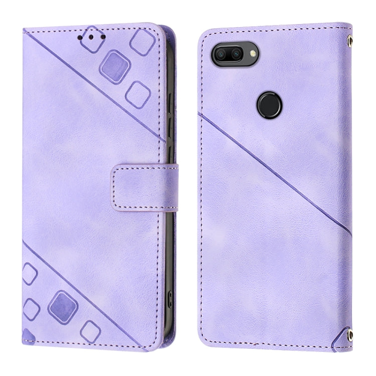 For Huawei Enjoy 7S/Honor 9 Lite/Honor 9i Skin-feel Embossed Leather Phone Case