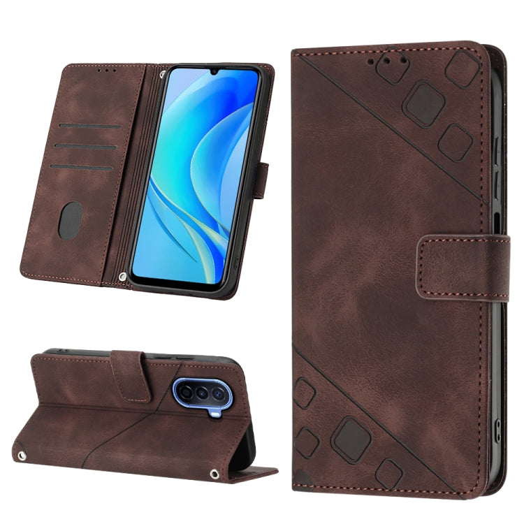 For Huawei Enjoy 50 / nova Y70 Plus Global Skin-feel Embossed Leather Phone Case