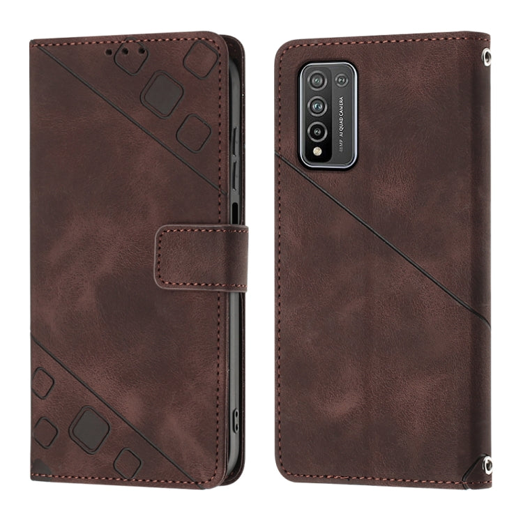 For Honor 10X Lite Skin-feel Embossed Leather Phone Case