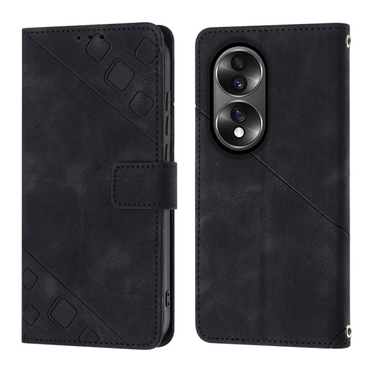 For Honor 70 Skin-feel Embossed Leather Phone Case