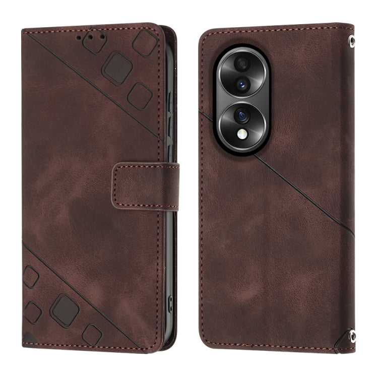 For Honor 70 Skin-feel Embossed Leather Phone Case