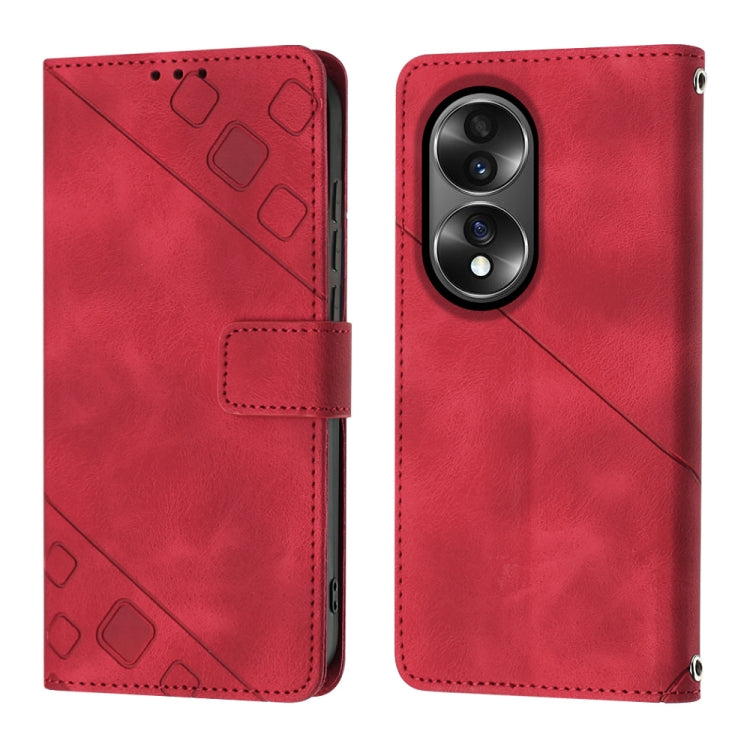 For Honor 70 Skin-feel Embossed Leather Phone Case