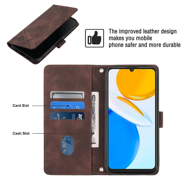 For Honor X7 4G/Play 30 Plus Skin-feel Embossed Leather Phone Case