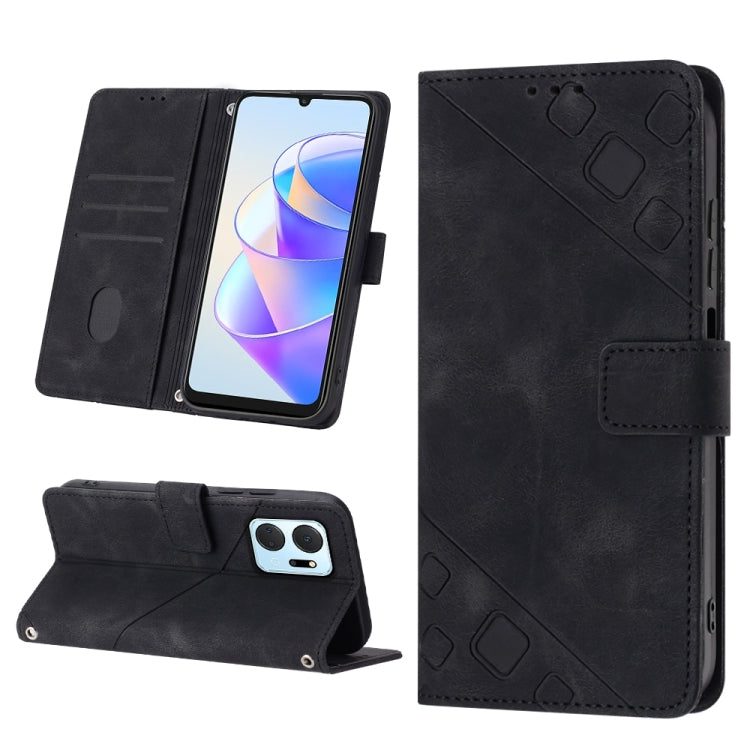 For Honor X7a 4G Global Skin-feel Embossed Leather Phone Case