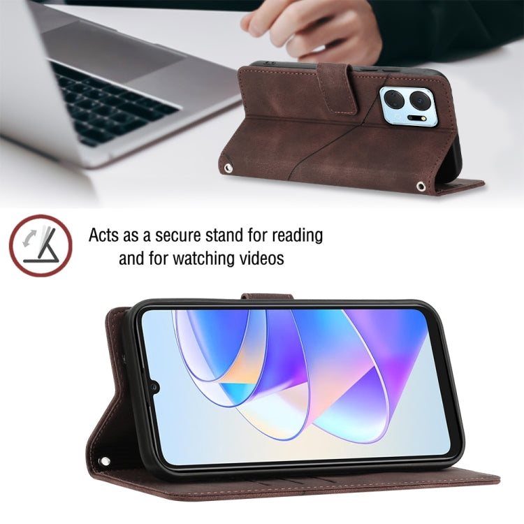 For Honor X7a 4G Global Skin-feel Embossed Leather Phone Case